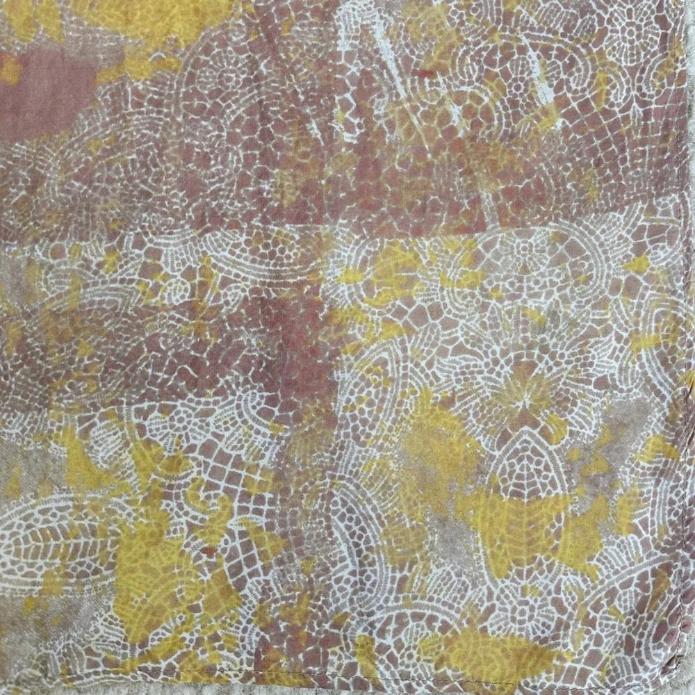 Silk Pink and Yellow Printed Scarf